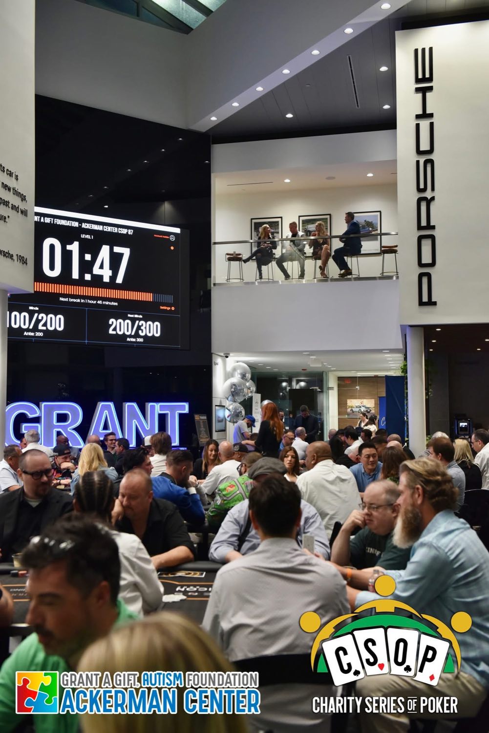 A full room of players at the Grant a Gift Autism Foundation Charity Series of Poker event