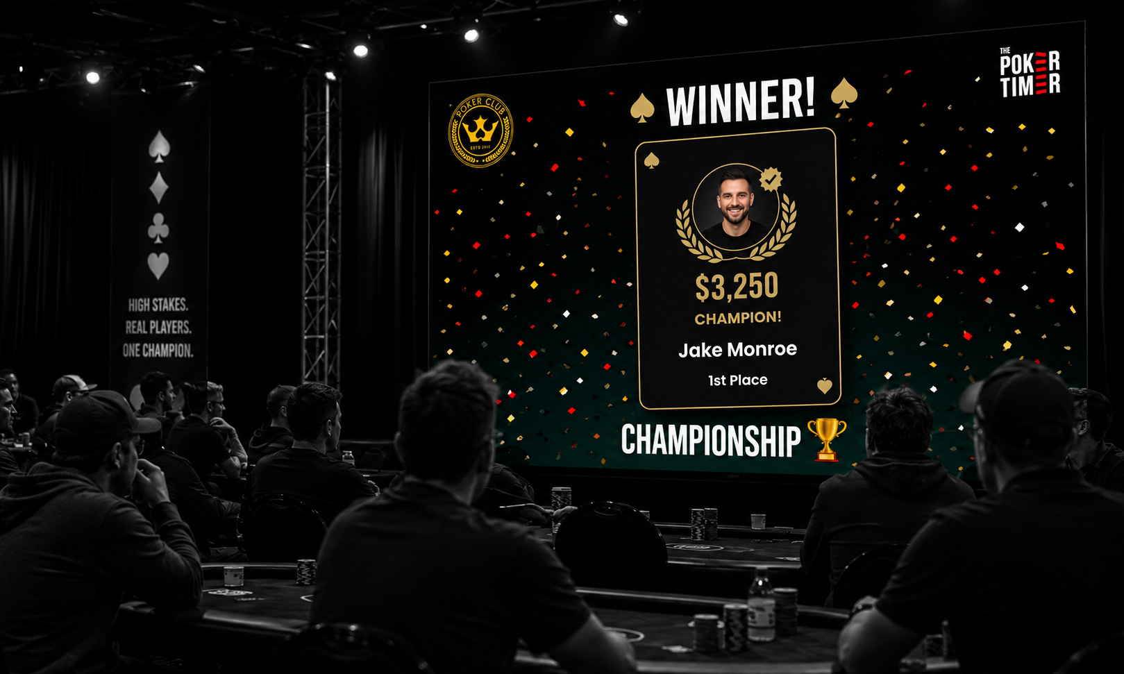 Tournament results screen showing podium positions, prize payouts and completed tournament summary.