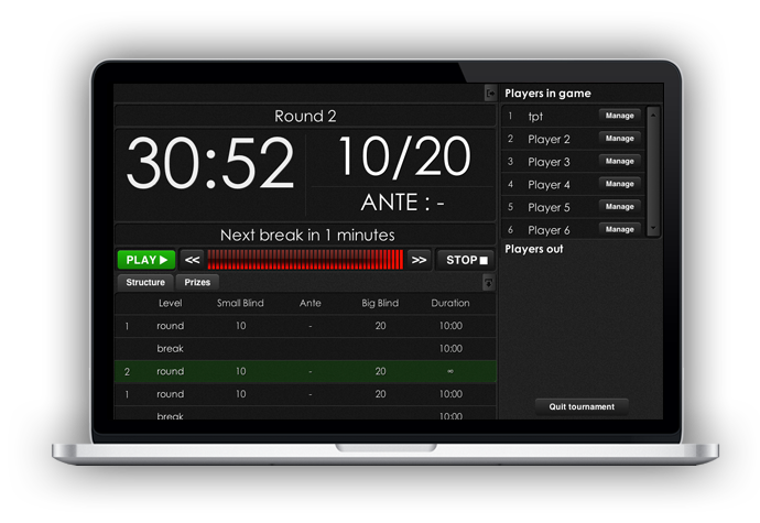 Download the poker timer, free poker timer on a laptop PC